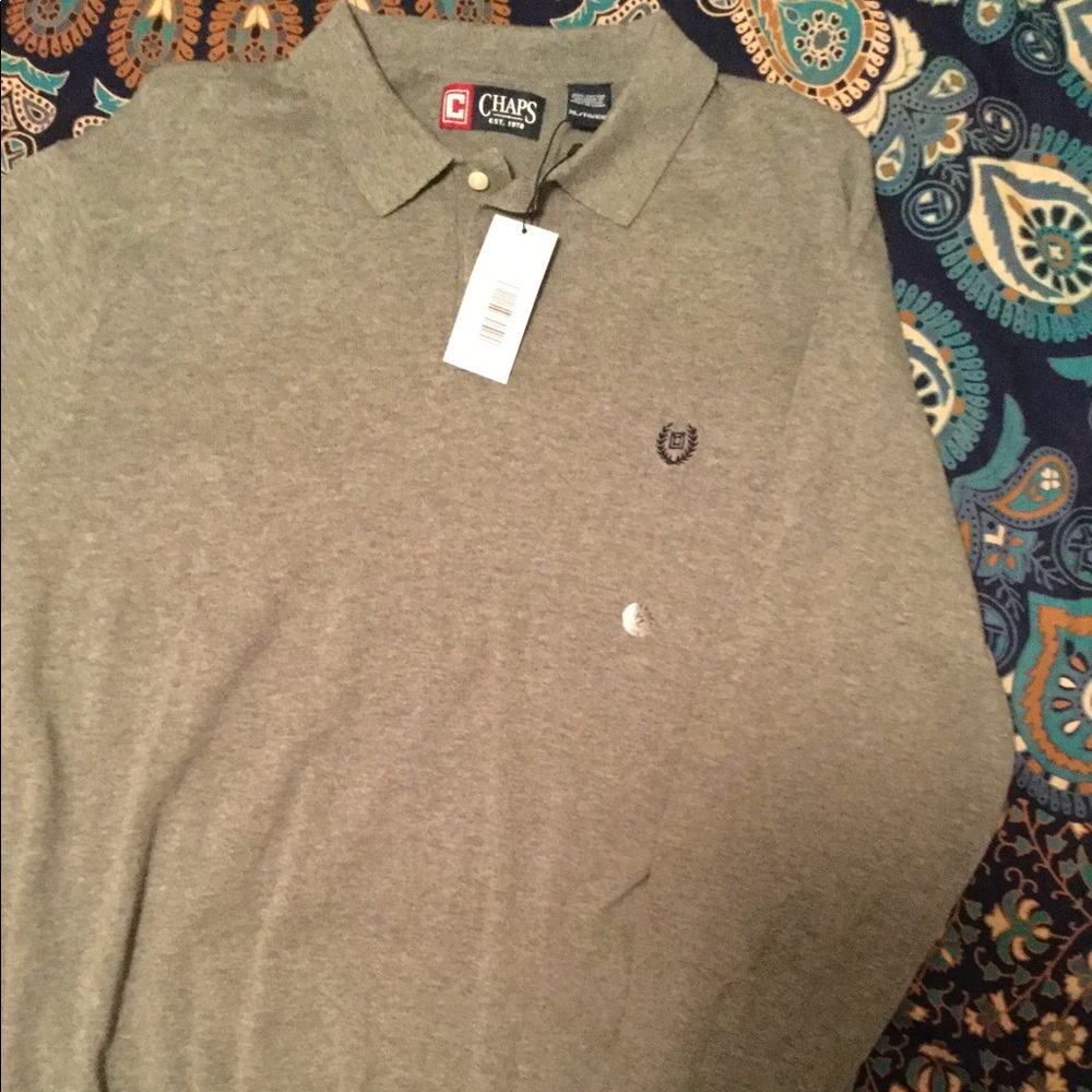 Chaps Heathered Grey Light Sweater Polo XL NWT